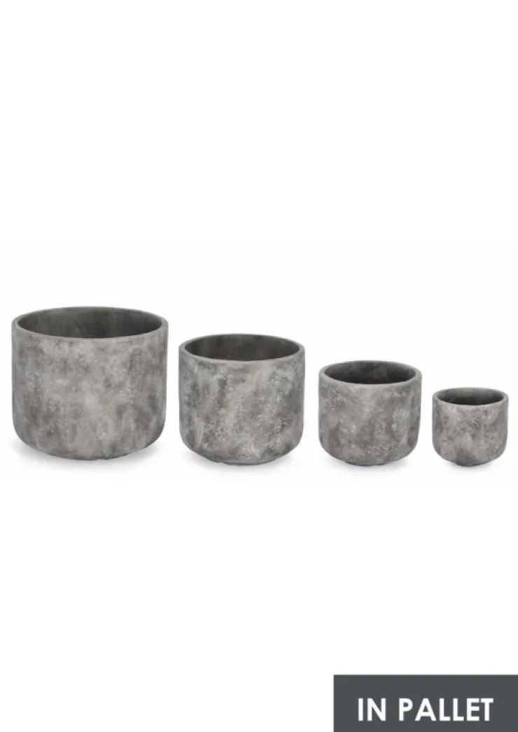 Vasi E Coprivasi>Bizzotto SET4 P.VASO MEILI TONDO GRIGIO