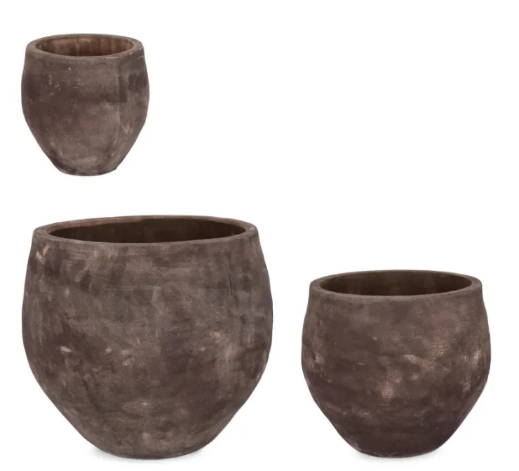 Vasi E Coprivasi>Bizzotto SET3 P.VASO MINH BOMB TERRACOTTA SCURA