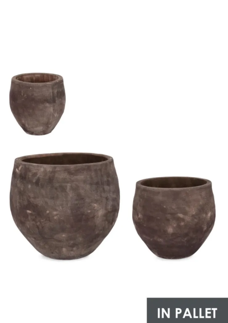 Vasi E Coprivasi>Bizzotto SET3 P.VASO MINH BOMB TERRACOTTA SCURA
