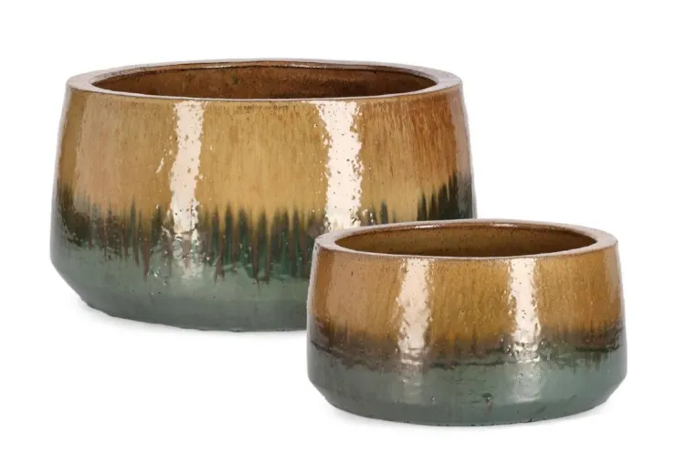 Vasi E Coprivasi>Bizzotto SET2 P.VASO THRAN BASSO MELANGE OCRA