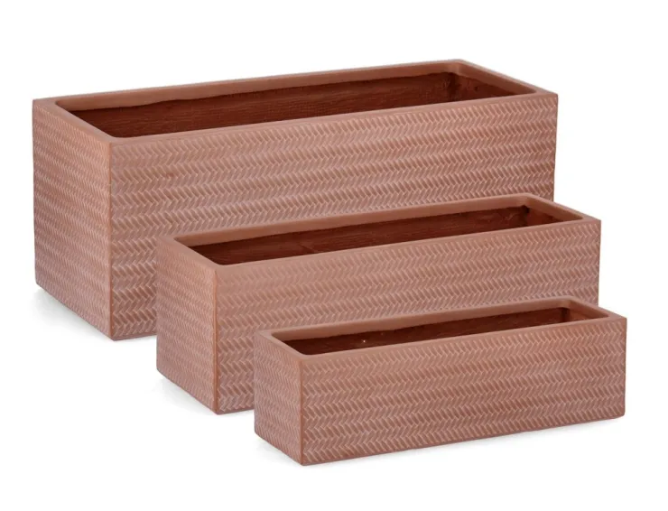 Vasi E Coprivasi>Bizzotto SET3 P.VASO TRESSAGE RETT TERRACOTTA