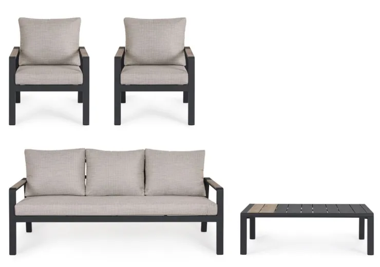 Salotti Completi>Bizzotto SET4 SALOTTO C-C ELNA ANTRACITE LH32