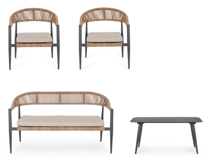 Salotti Completi>Bizzotto SET4 SALOTTO C-C JANDIA ANTRACIT/NATURAL