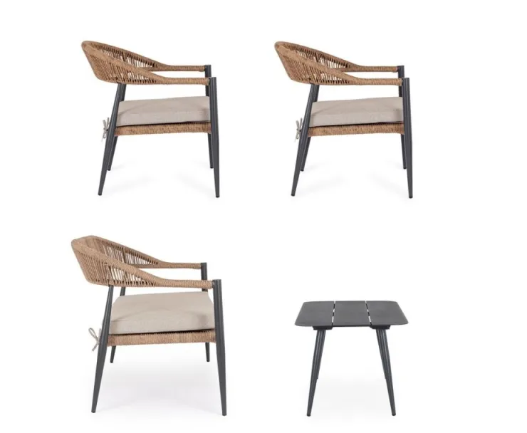 Salotti Completi>Bizzotto SET4 SALOTTO C-C JANDIA ANTRACIT/NATURAL
