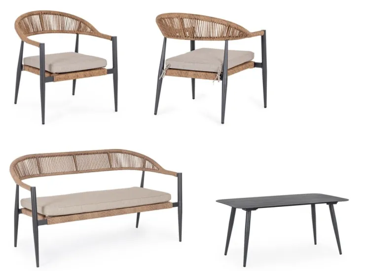 Salotti Completi>Bizzotto SET4 SALOTTO C-C JANDIA ANTRACIT/NATURAL