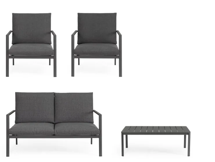 Salotti Completi>Bizzotto SET4 SALOTTO C-C KONNOR ANTRACITE CX23