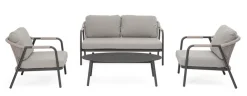 Salotti Completi>Bizzotto SET4 SALOTTO C-C MIRAVET ANTRACITE/KHAKI