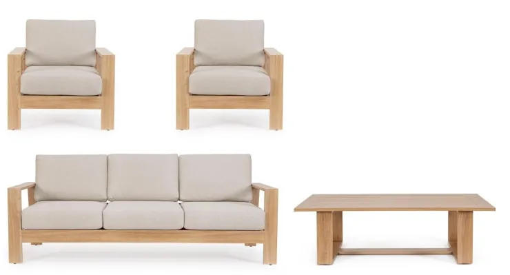 Salotti Completi>Bizzotto SET4 SALOTTO IN ALLUMINIO NATURALE- BALTIC
