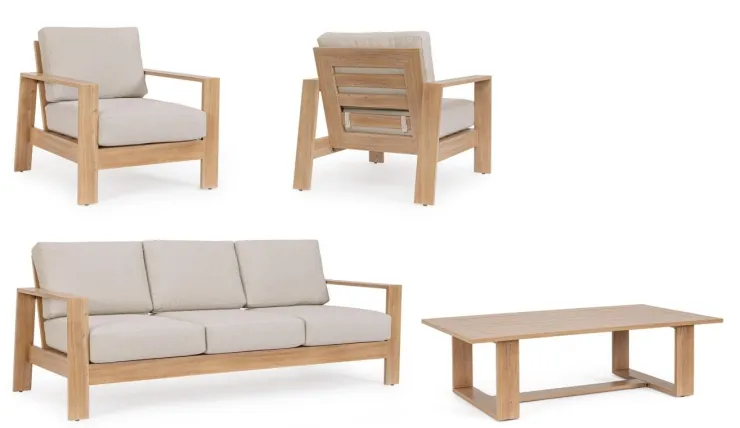 Salotti Completi>Bizzotto SET4 SALOTTO IN ALLUMINIO NATURALE- BALTIC