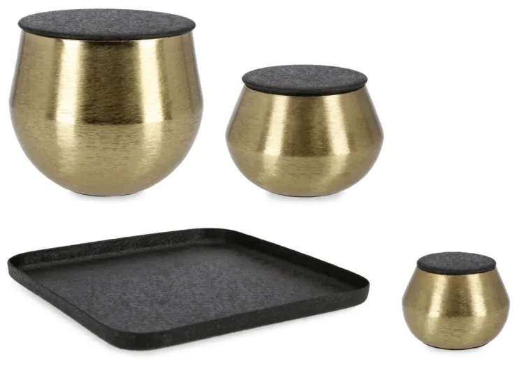 Oggettistica>Bizzotto SET3 SCATOLA KAMYA - VASSOIO C-COP OR NE