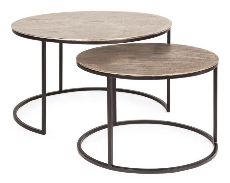 Tavolini>Bizzotto SET2 TAVOLINI IN ALLUMINIO X34 - AMIRA