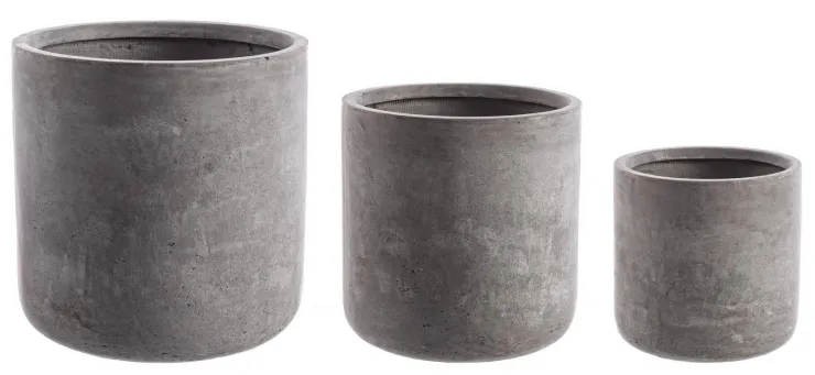 Vasi E Coprivasi>Bizzotto SET3 VASO CEMENT CIL GRIGIO
