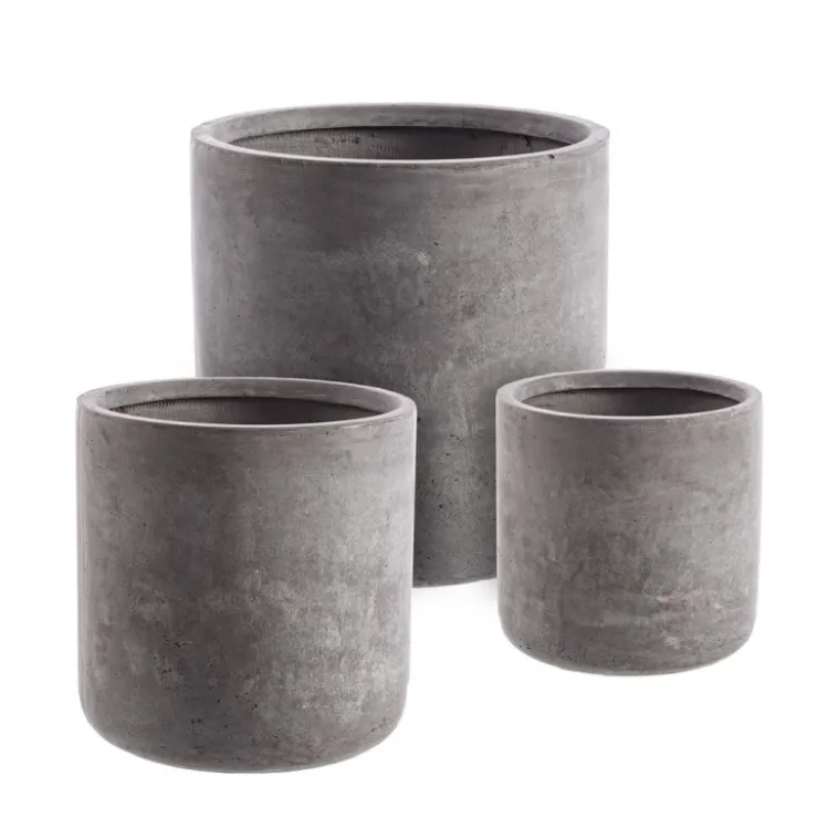 Vasi E Coprivasi>Bizzotto SET3 VASO CEMENT CIL GRIGIO