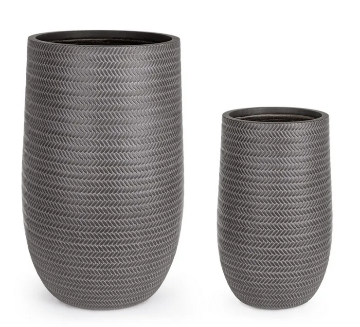 Vasi E Coprivasi>Bizzotto SET2 VASO TRESSAGE TO ALTO GRIGIO