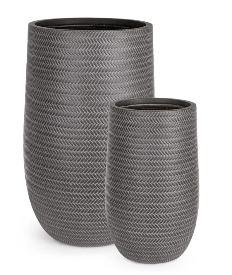 Vasi E Coprivasi>Bizzotto SET2 VASO TRESSAGE TO ALTO GRIGIO