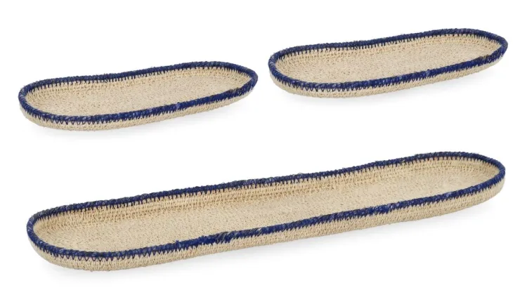 Ceste Decorative>Bizzotto SET3 VASSOIO DECORATIVO GIANG NATURA BLU