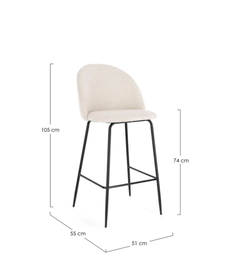Sgabelli Bar>Bizzotto SGABELLO BAR EFFETTO BOUCLE' NERO/AVORIO - CARRY