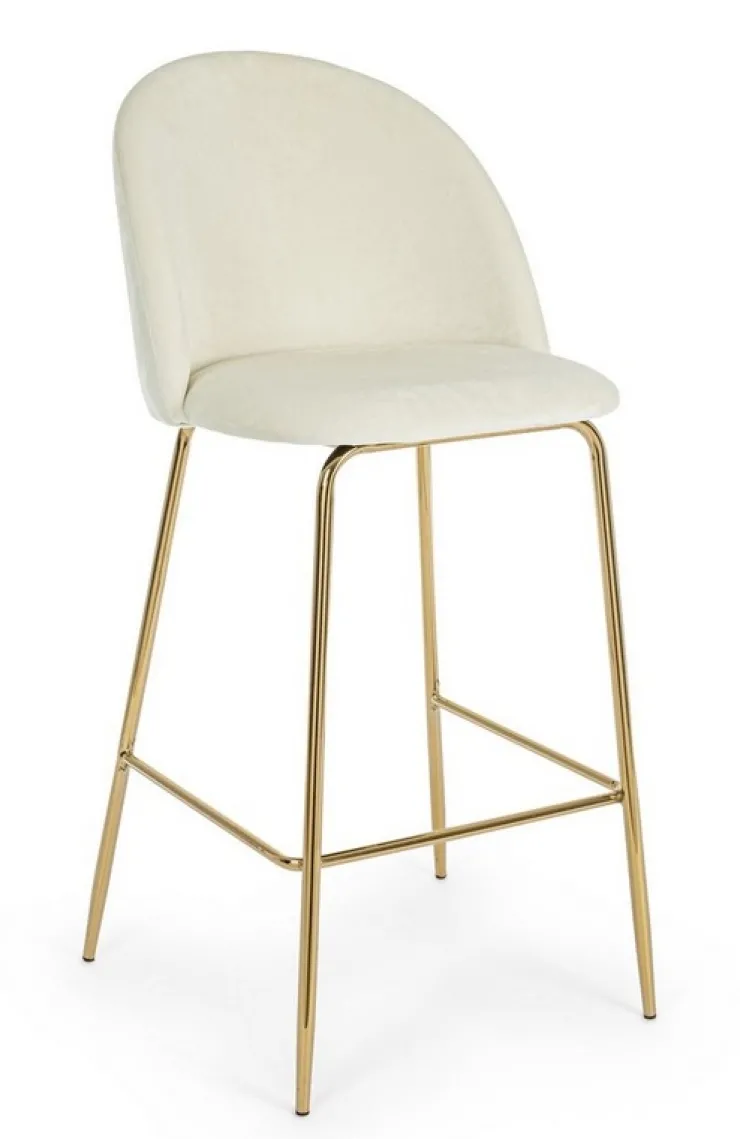 Sgabelli Bar>Bizzotto SGABELLO BAR IN VELLUTO BIANCO - CARRY