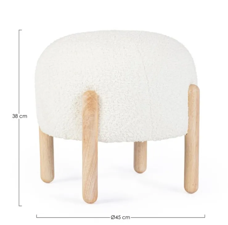Sgabelli>Bizzotto SGABELLO EFFETTO BOUCLE' BIANCO - DAYLA