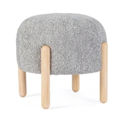 Sgabelli>Bizzotto SGABELLO EFFETTO BOUCLE' GRIGIO CHIARO - DAYLA