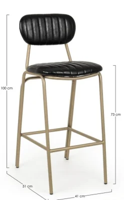 Sgabelli Bar>Bizzotto SGABELLO IN ECOPELLE NERO - ADDY