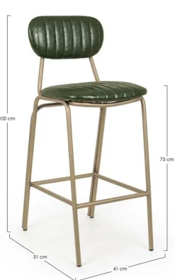Sgabelli Bar>Bizzotto SGABELLO IN ECOPELLE VERDE SCURO - ADDY