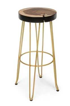 Sgabelli Bar>Bizzotto SGABELLO IN LEGNO COLOR ORO - RAKEL