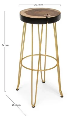 Sgabelli Bar>Bizzotto SGABELLO IN LEGNO COLOR ORO - RAKEL