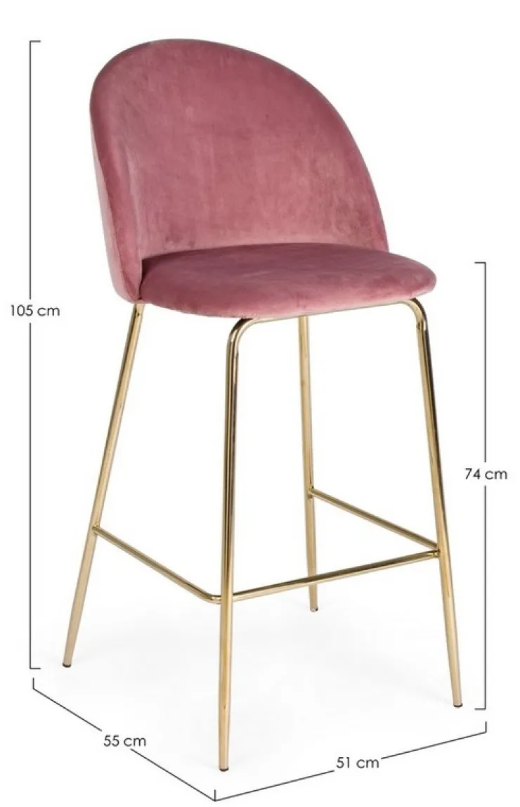 Sgabelli Bar>Bizzotto SGABELLO IN VELLUTO BLUSH - CARRY