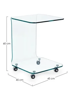 Tavolini>Bizzotto TAVOLINO CON RUOTE QUADRATO IN VETRO - IRIDE