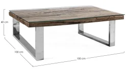 Tavolini>Bizzotto TAVOLINO IN LEGNO CON VETRO 100X100 - STANTON