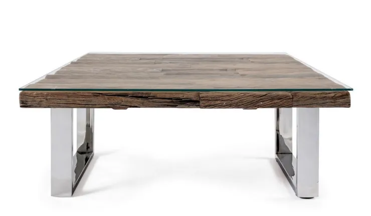 Tavolini>Bizzotto TAVOLINO IN LEGNO CON VETRO 100X100 - STANTON