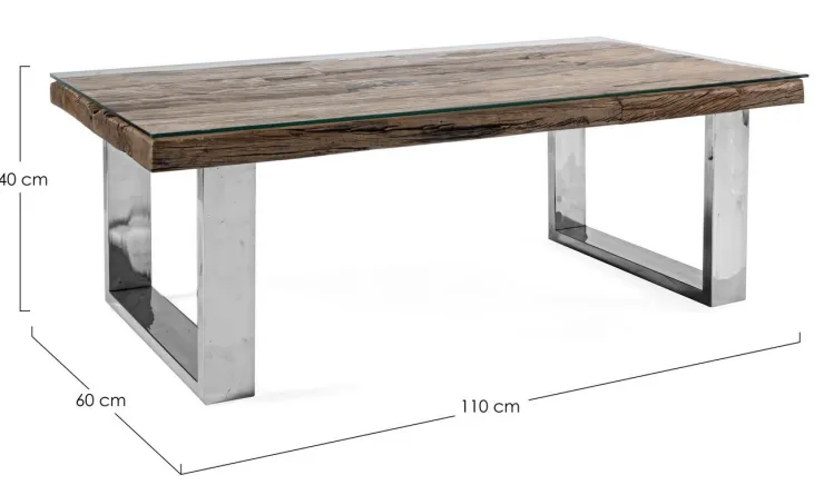 Tavolini>Bizzotto TAVOLINO IN LEGNO CON VETRO 110X60 - STANTON