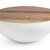 Tavolini>Bizzotto TAVOLINO IN LEGNO RICICLATO BIANCO D90 - LANCASTER
