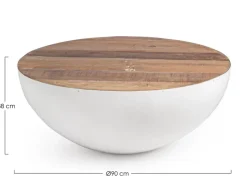 Tavolini>Bizzotto TAVOLINO IN LEGNO RICICLATO BIANCO D90 - LANCASTER