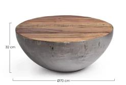 Tavolini>Bizzotto TAVOLINO IN LEGNO RICICLATO GRIGIO D70 - LANCASTER