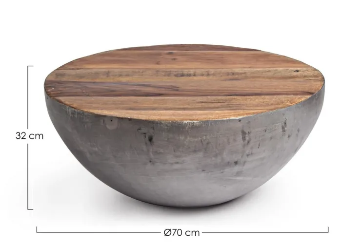 Tavolini>Bizzotto TAVOLINO IN LEGNO RICICLATO GRIGIO D70 - LANCASTER