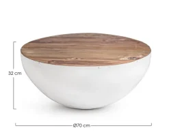 Tavolini>Bizzotto TAVOLINO IN LEGNO RICICLATO BIANCO D70 - LANCASTER