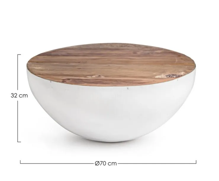 Tavolini>Bizzotto TAVOLINO IN LEGNO RICICLATO BIANCO D70 - LANCASTER
