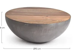Tavolini>Bizzotto TAVOLINO IN LEGNO RICICLATO GRIGIO D90 - LANCASTER
