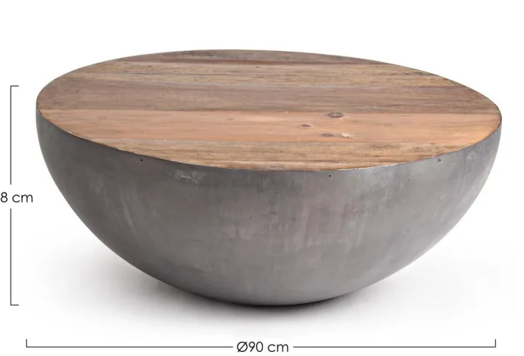 Tavolini>Bizzotto TAVOLINO IN LEGNO RICICLATO GRIGIO D90 - LANCASTER