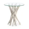 Tavolini>Bizzotto TAVOLINO IN TEAK CON RIPIANO IN VETRO D40 - SAHEL