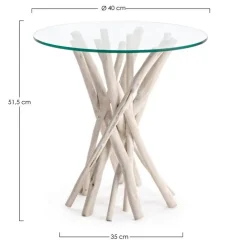 Tavolini>Bizzotto TAVOLINO IN TEAK CON RIPIANO IN VETRO D40 - SAHEL