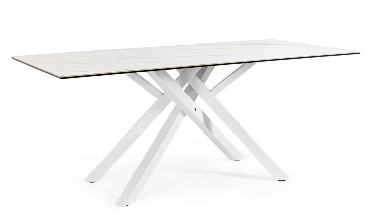 Tavoli>Bizzotto TAVOLO CON PIANO IN CERAMICA BIANCO - SEAN