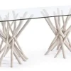 Tavoli>Bizzotto TAVOLO FISSO CON RIPIANO IN VETRO - SAHEL