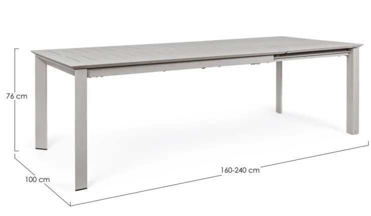 Tavoli>Bizzotto TAVOLO IN ALLUMINIO 160/240X100 - KONNOR RASTIN