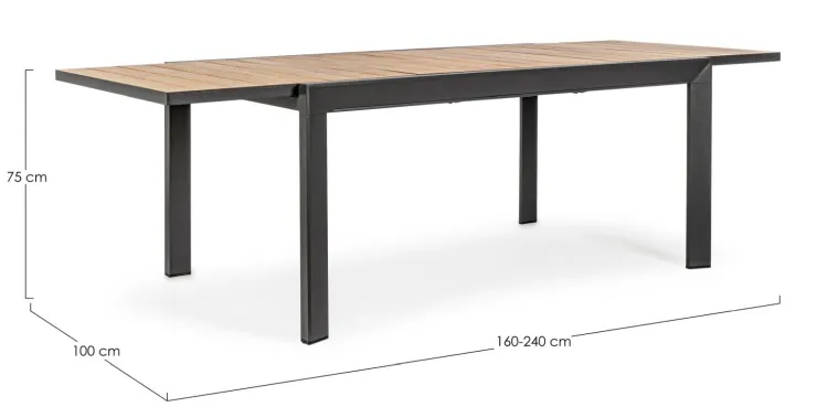 Tavoli>Bizzotto TAVOLO IN ALLUMINIO 160-240X100 ANTRACITE YK13 - BELMAR