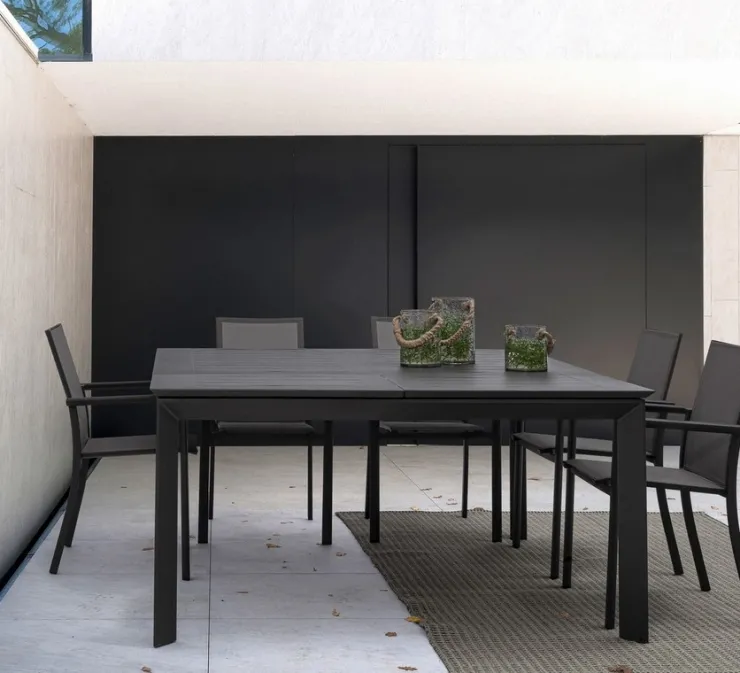 Tavoli>Bizzotto TAVOLO IN ALLUMINIO 110/160X160 ANTRACITE CX23 - KONNOR