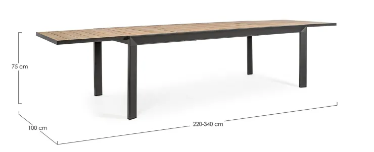 Tavoli>Bizzotto TAVOLO IN ALLUMINIO 220-340X100 ANTRACITE YK13 - BELMAR