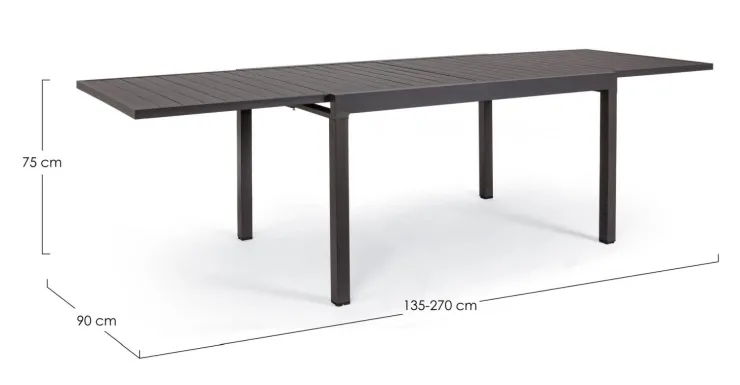 Tavoli>Bizzotto TAVOLO IN ALLUMINIO 135/270X90 ANTRACITE YK13 - PELAGIUS